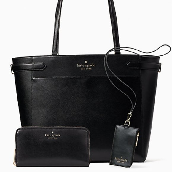 NWT Kate Spade Staci laptop tote + card case lanyard + large wallet 3PC Set - Picture 1 of 15